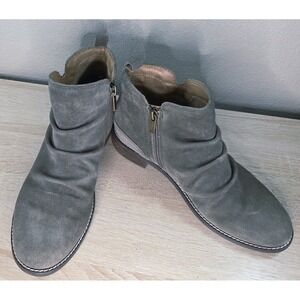 Earth Suede Ankle Boots Gray Side Zip Comfort Booties Women 8M